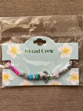 ALOHA Multicolor Braided Cord Bracelet with Turtle & Pineapple Charms